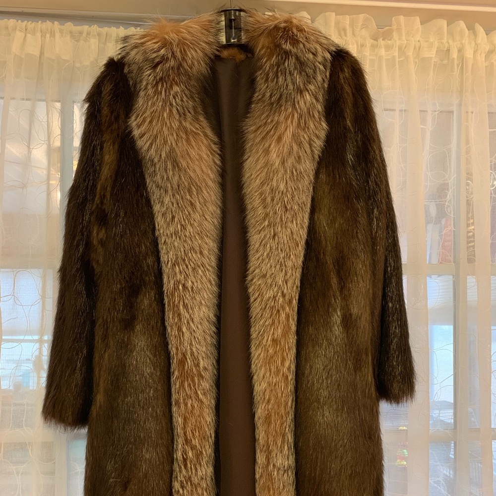 Beaver Mink Coat with Fox Collar